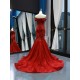 African Red Mermaid Sexy Evening Dresses 2024 Off Shoulder Formal Dress Lace Appliques Prom Party Gowns For Women