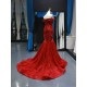 African Red Mermaid Sexy Evening Dresses 2024 Off Shoulder Formal Dress Lace Appliques Prom Party Gowns For Women