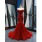 African Red Mermaid Sexy Evening Dresses 2024 Off Shoulder Formal Dress Lace Appliques Prom Party Gowns For Women