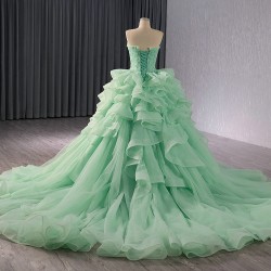 Aquamarine Color Quinceanera Dresses With Tiered Sweet 15 16 Dress For Women Birthday Party Gown