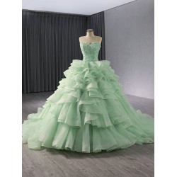 Aquamarine Color Quinceanera Dresses With Tiered Sweet 15 16 Dress For Women Birthday Party Gown