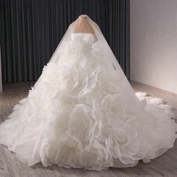 Arabia Vintage Ruffled Wedding Dresses Sleeveless Bridal Gowns Princess Women Bride Gown