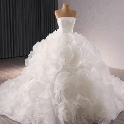 Arabia Vintage Ruffled Wedding Dresses Sleeveless Bridal Gowns Princess Women Bride Gown