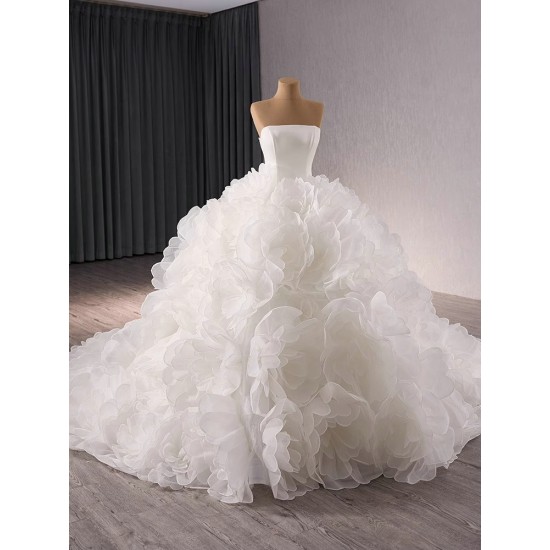 Arabia Vintage Ruffled Wedding Dresses Sleeveless Bridal Gowns Princess Women Bride Gown