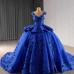 Ball Gown 3D Flower Lace Applique Red Quinceanera Dress Sleeveless Sweet 16 Gown Birthday Vestido De 15 XV Anos