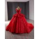 Ball Gown 3D Flower Lace Applique Red Quinceanera Dress Sleeveless Sweet 16 Gown Birthday Vestido De 15 XV Anos