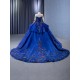 Ball Gown Blue Quinceanera Dress 2024 Long Sleeve Sweet 15 16 Dresses Party Gown Prom Cocktail Gown