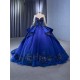 Ball Gown Blue Quinceanera Dress 2024 Long Sleeve Sweet 15 16 Dresses Party Gown Prom Cocktail Gown