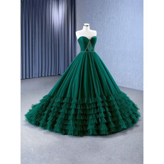 Ball Gown Emerald Green Quinceanera Dress Ruffled 2024 Cocktail Dresses Vestidos De 15 Anos