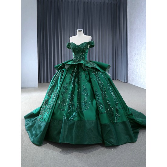 Ball Gown Emerald Green Quinceanera Dresses Off Shoulder Sweetheart Vestido De 15 16 Anos