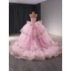 Ball Gown Pink Quinceanera Dress Pearl Sequin Birthday Sweet 16 Gown Sleeveless Vestidos De 15 XV Anos