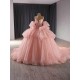 Ball Gown Pink Quinceanera Dresses Luxury Crystals Beaded Sweet 16 Gown Detachable Sleeve Princess Vestido De 15 XV Anos