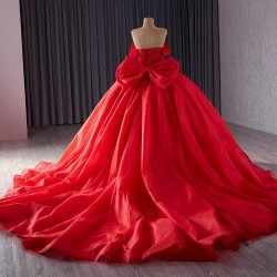 Ball Gown Red Quinceanera Dress Beading Off Shoulder Sweet 16 Gowns Birthday Vestidos De 15 XV Anos With Bow