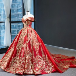 Ball Gown Red Quinceanera Dress Lace Applique Sweet 16 Gown Sequin Birthday Vestido De 15 XV Anos