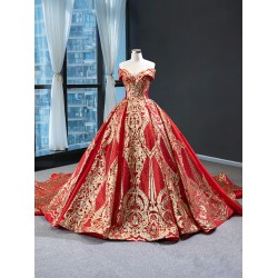 Ball Gown Red Quinceanera Dress Lace Applique Sweet 16 Gown Sequin Birthday Vestido De 15 XV Anos