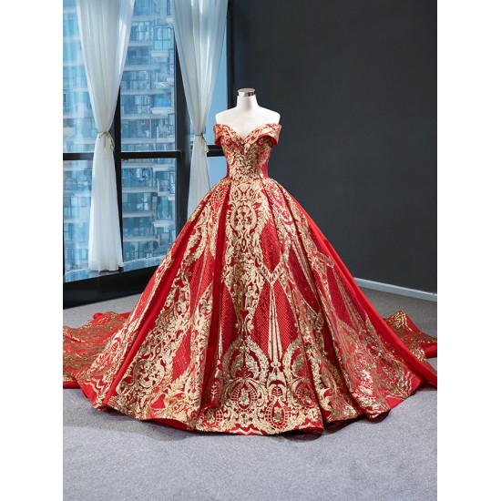 Ball Gown Red Quinceanera Dress Lace Applique Sweet 16 Gown Sequin Birthday Vestido De 15 XV Anos