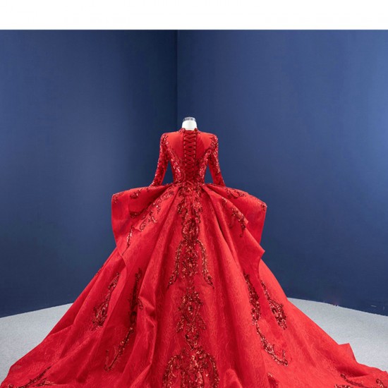 Ball Gown Red Quinceanera Dresses Long Sleeve Princess Prom Dresses Sweet 16 Dresses Vestidos De 15 Anos