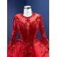 Ball Gown Red Quinceanera Dresses Long Sleeve Princess Prom Dresses Sweet 16 Dresses Vestidos De 15 Anos