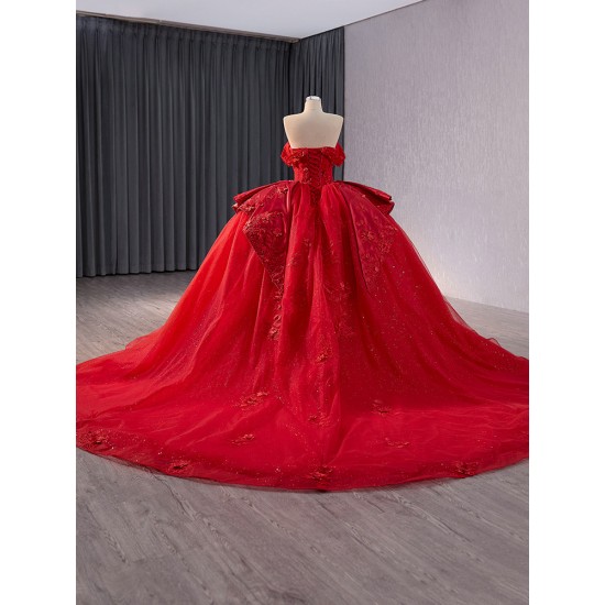 Ball Gown Red Quinceanera Dresses Sleeveless Lace Appliques Long Prom Sweet 16 Prom Gowns Vestidos De Quinceanera