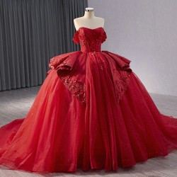 Ball Gown Red Quinceanera Dresses Sleeveless Lace Appliques Long Prom Sweet 16 Prom Gowns Vestidos De Quinceanera