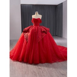 Ball Gown Red Quinceanera Dresses Sleeveless Lace Appliques Long Prom Sweet 16 Prom Gowns Vestidos De Quinceanera