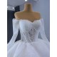 Ball Gown Wedding Dress Long Sleeves Lace Appliques Elegant Backless Bridal Gowns Modern Vestidos De Noiva