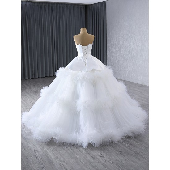 Ball Gown Wedding Dress Sleeveless Backless Bridal Growns Tiered Women Vestidos De Novia