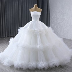 Ball Gown Wedding Dress Sleeveless Backless Bridal Growns Tiered Women Vestidos De Novia