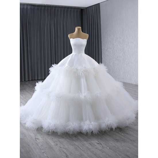 Ball Gown Wedding Dress Sleeveless Backless Bridal Growns Tiered Women Vestidos De Novia