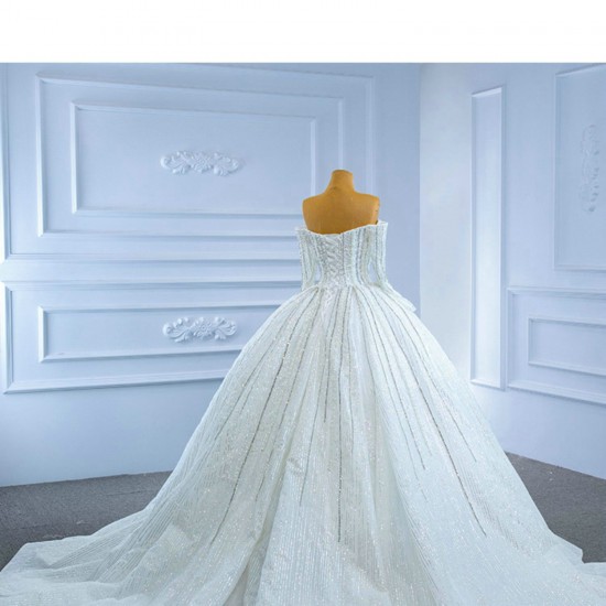 Ball Gown Wedding Dresses Long Sleeves Arabic Bridal Gowns Beading Vestido De Noiva