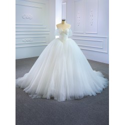 Ball Gown Wedding Dresses Sweetheart Neck Lace Bridal Gowns Off Shoulder Robe De Custom