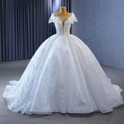 Ball Gown White Wedding Dresses Cape Sleeve Wedding Bridal Gowns Vestidos De Noiva