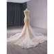 Beading Champagne Mermaid Prom Dresses Long Sleeveless Formal Evening Party Wedding Gowns for Women Vestidos