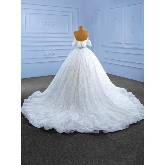 Beading Wedding Dress Strapless Pearl Vestidos De Novia Bridal Gowns Floor Length Ball Gown