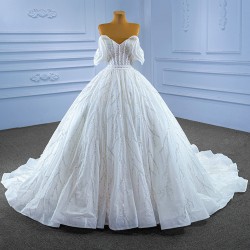 Beading Wedding Dress Strapless Pearl Vestidos De Novia Bridal Gowns Floor Length Ball Gown