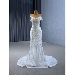 Beading Mermaid Wedding Dresses White Princess Bride Gown Vestido De Noiva