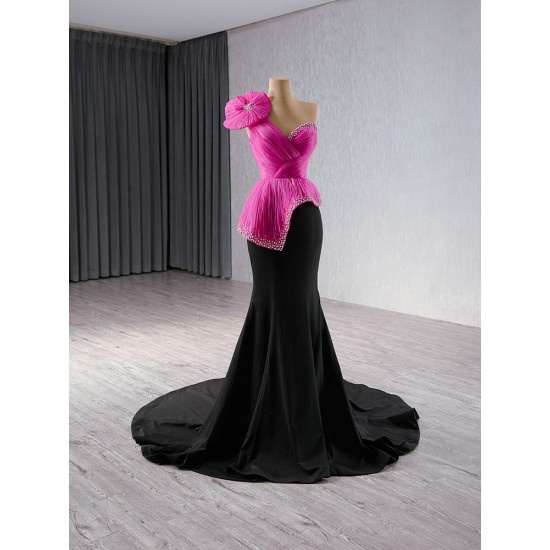 Black On Purple Mermaid Prom Dresses Long 2024 Sexy Backless Satin Prom Gowns Evening Party Dresses Vestido de Festa