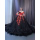 Black Quinceanera Dresses with Red Applique Long Sleeve Sweet 16 Dress Vestidos De 15 Anos 2024 Ball Prom Gowns