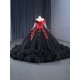 Black Quinceanera Dresses with Red Applique Long Sleeve Sweet 16 Dress Vestidos De 15 Anos 2024 Ball Prom Gowns