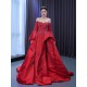 Burgundy A Line Satin Formal Prom Dresses For Women Long Sleeve Evening Dress Bridesmaid Party Gowns