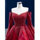 Burgundy A Line Satin Formal Prom Dresses For Women Long Sleeve Evening Dress Bridesmaid Party Gowns