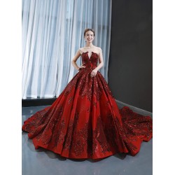 Burgundy Ball Gown Metallic Sequin Quinceanera Dress 2024 Evening Dress Vestidos De 15 Anos