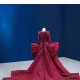 Burgundy Prom Dresses Appliques Lace Long Sleeve Evening Gowns Scoop Neck Women Formal Party Dress