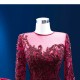 Burgundy Prom Dresses Appliques Lace Long Sleeve Evening Gowns Scoop Neck Women Formal Party Dress