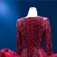 Burgundy Prom Dresses Appliques Lace Long Sleeve Evening Gowns Scoop Neck Women Formal Party Dress