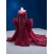 Burgundy Prom Dresses Appliques Lace Long Sleeve Evening Gowns Scoop Neck Women Formal Party Dress