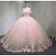 Cap Sleeves Pink Quinceanera Dresses for Girl Sweetheart Neck Appliques Ball Gown Vestidos De Baile Custom Made