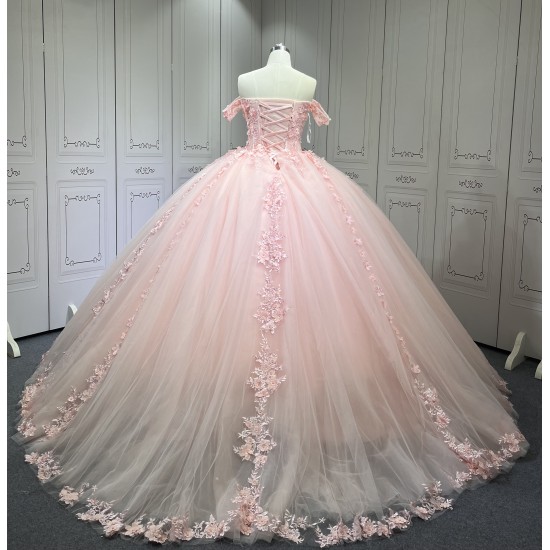 Cap Sleeves Pink Quinceanera Dresses for Girl Sweetheart Neck Appliques Ball Gown Vestidos De Baile Custom Made