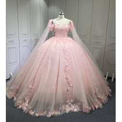 Cap Sleeves Pink Quinceanera Dresses for Girl Sweetheart Neck Appliques Ball Gown Vestidos De Baile Custom Made