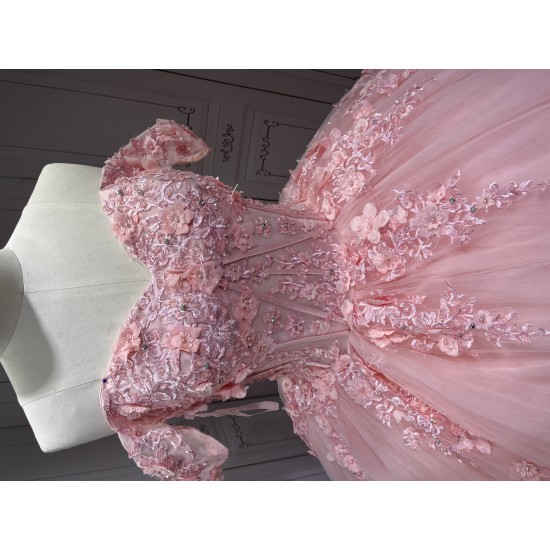 Cap Sleeves Pink Quinceanera Dresses for Girl Sweetheart Neck Appliques Ball Gown Vestidos De Baile Custom Made